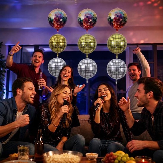 9 stuks discobalballonnen van 55,9 cm, 4D-spiegeldecoratie voor retro feest — afbeelding 5
