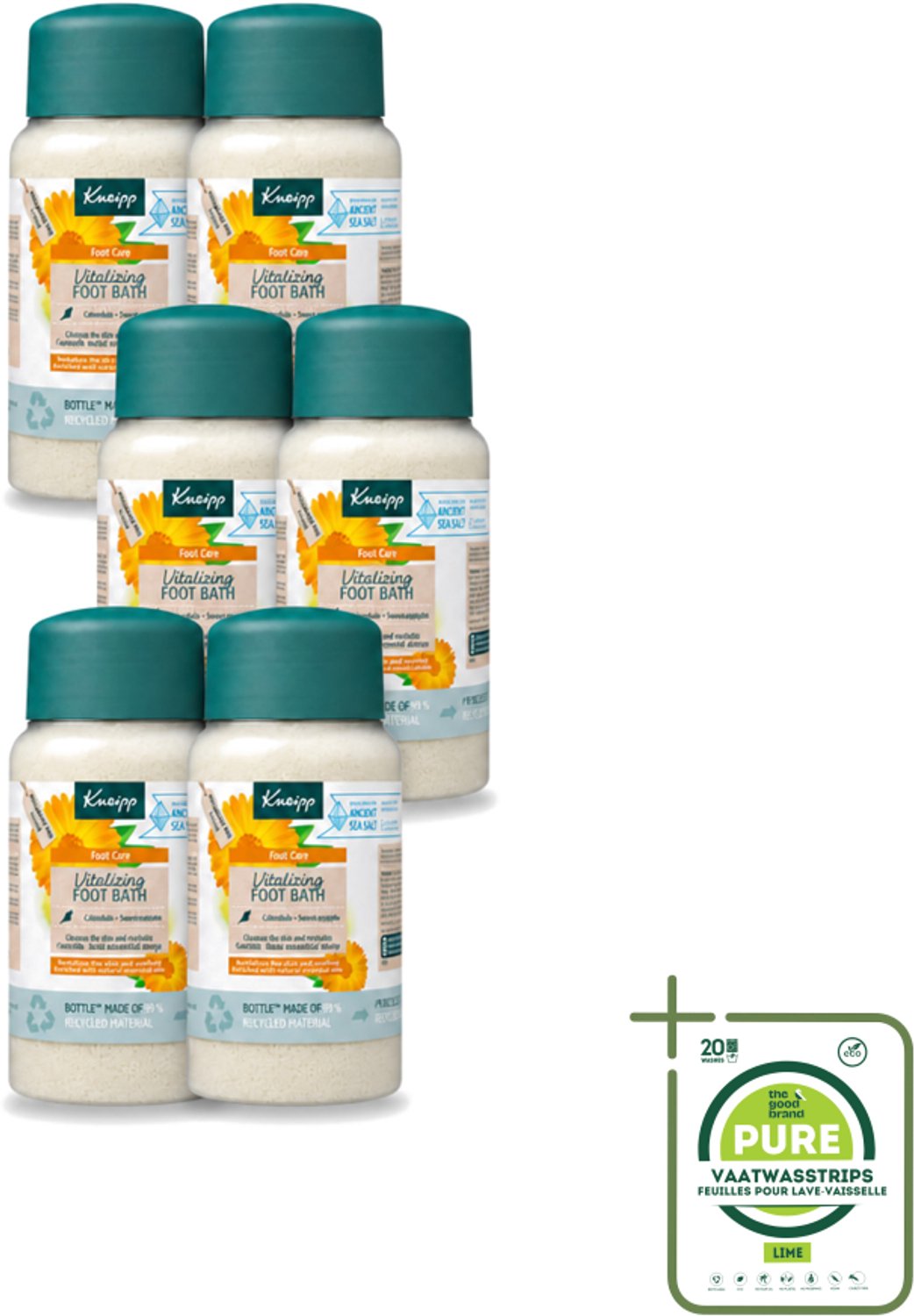 6 x Kneipp - Voetbadzout - Vitalizing - Citrusgeur - 600 g - Grootverpakking - Vaatwasstrips - Voetbadzout - Voetbadkristallen - Citroen - Eelt Verzachten - Voetverzorging