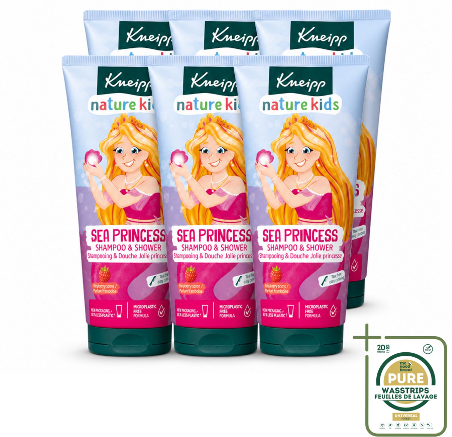 6 x Kneipp - Shampoo & Douche - Prinsessen - 200 ml - Wasstrips - Kneipp Kids Prinsessen - Shampoo En Douche - Geurige Douche - Gevoelige Huid - Kinderbad