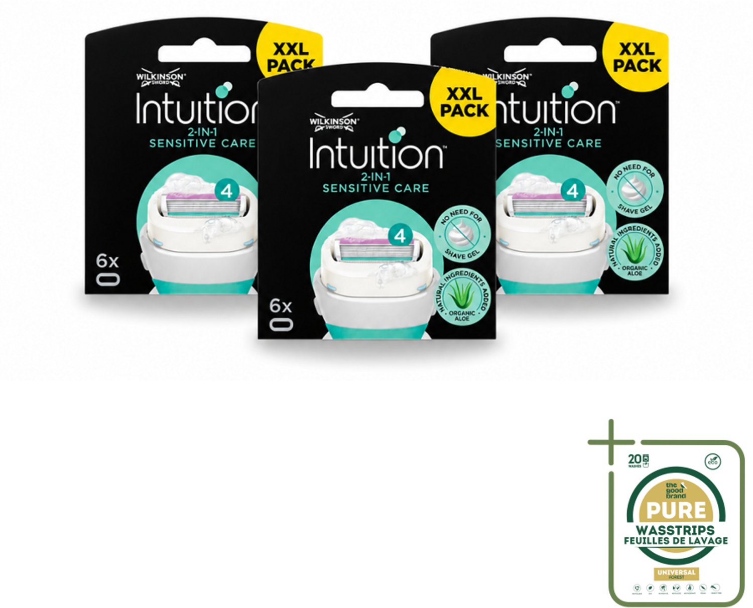 3 x Wilkinson Intuition - Navulmesjes - 2 in 1 Sensitive Care - Voor Gevoelige Huid - 6 mesjes - Gevoelige Huid - Scheren Voor Gevoelige Huid - Navulmesjes - 2 In 1 Scheersysteem - Schuimende Huidconditioner