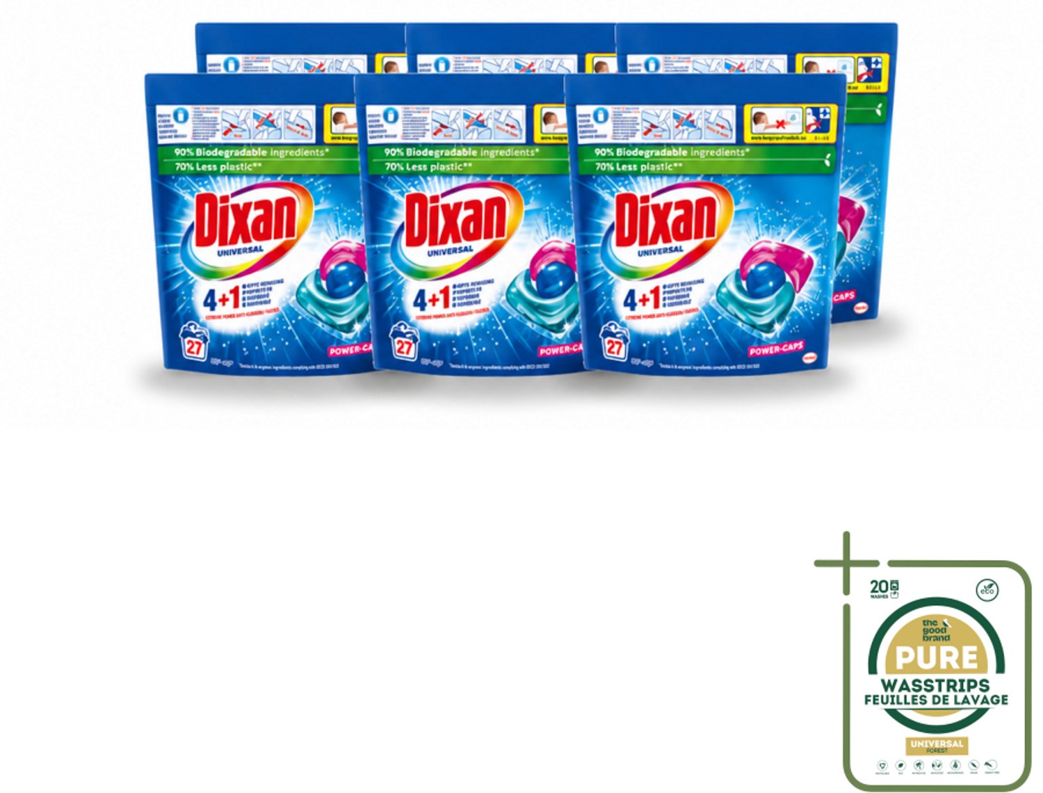 6 x Dixan - Wasmiddelcapsules - Universeel - 27 wasbeurten - Wasstrips - Wasmiddelcapsules - Wascapsules - Wasmiddel - Wasmiddel Voor Wasmachine - Wasmiddel Universeel
