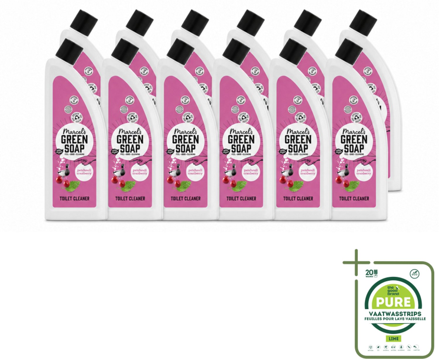 12 x Marcel's Green Soap - Toiletreiniger - Patchouli & Cranberry - Krachtige frisheid - Grootverpakking - Toiletreiniger - Natuurlijke Toiletreiniger - Duurzame Toiletreiniger - Vegan Toiletreiniger - Milieuvriendelijke Toiletreiniger
