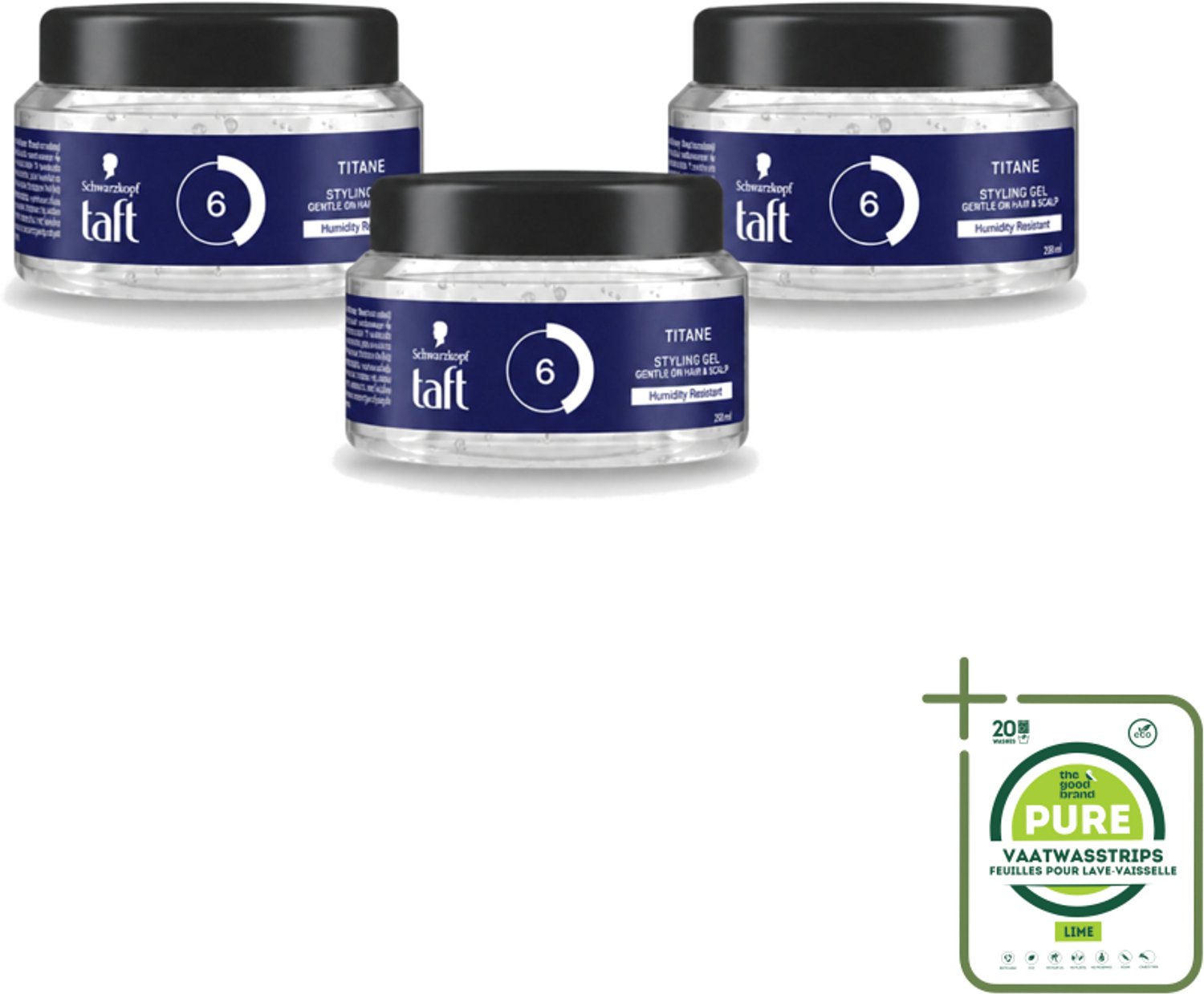 3 x Taft - Titane 6 - Styling Gel - Krachtige styling - 250 ml - Grootverpakking - Krachtige Fixatie - Vochtbestendig Haar - Titanium Hold - Stijl Vasthouden - Herstel Haar