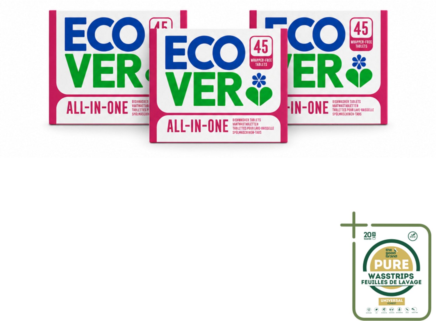 3 x Ecover - Vaatwastabletten All-in-One - Lemon & Mandarin - 45 Tabs - Vaatwasmiddel - Vaatwastablet - Citroen En Mandarijn - Duurzaam Vaatwasmiddel - Plasticvrij Vaatwasmiddel