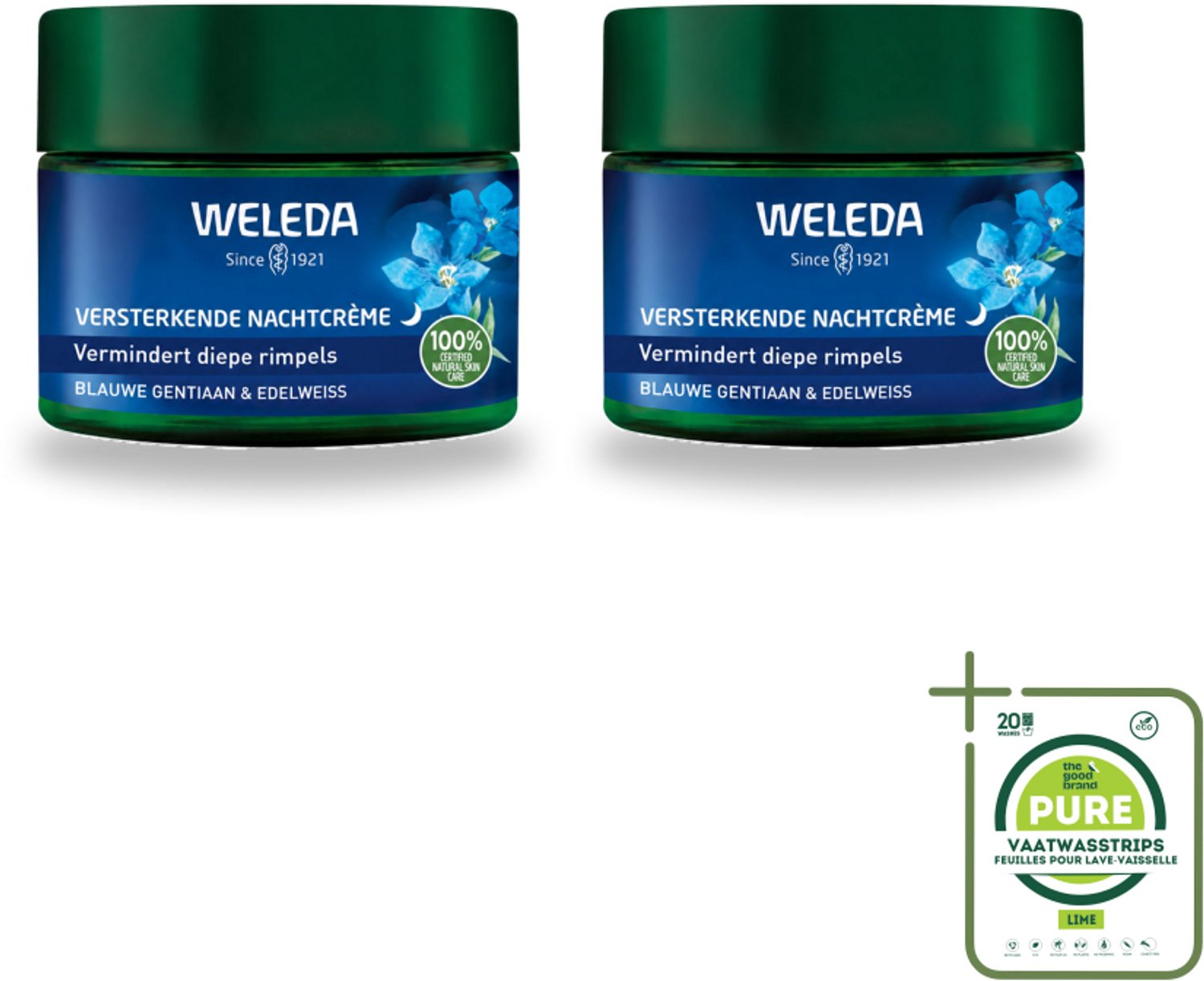 2 x WELEDA - Nachtcrème Versterkend - Blauwe Gentiaan & Edelweiss - 40 ml - Grootverpakking - Nachtcrème - Huidversterken - Collageen - Huidcontouren - Huidverzorging