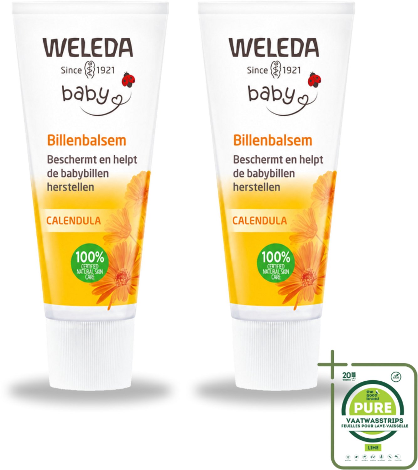 2 x WELEDA - Billenbalsem - Baby Calendula - 30 ml - Grootverpakking - Vaatwasstrips - Babybillen - Luieruitslag - Babyhuid - Natuurlijke Verzorging - Zinkoxide