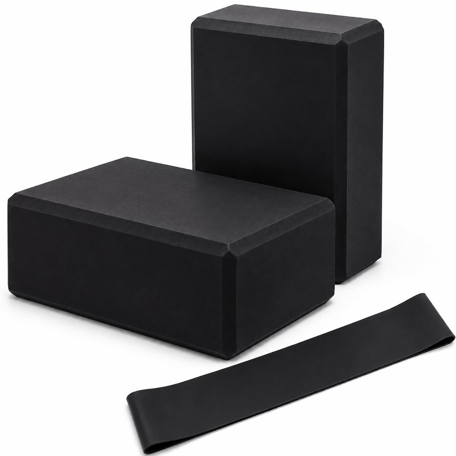 Yoga Blocks 2-pack, schuim yoga blok set met loop weerstand band, hoogwaardig EVA yoga blok voor yoga, pilates, oefeningen, stretchen, balans training
