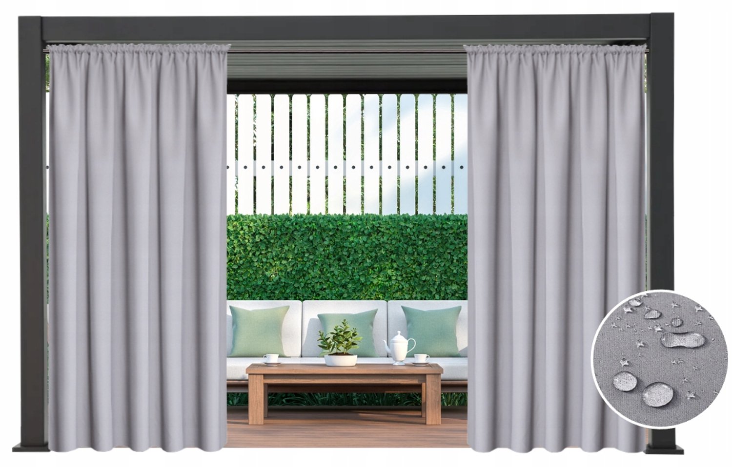 Waterdichte Tuindoek Gordijn 155x180cm voor Terras, Pergola