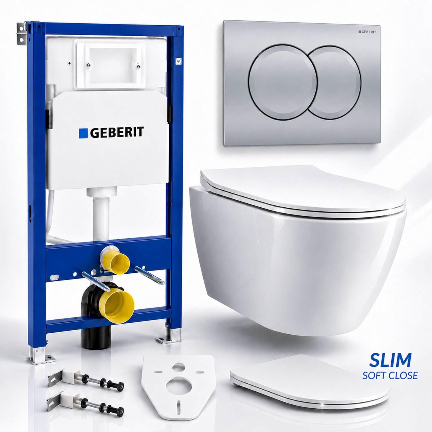 Badland toiletset - Geberit Duofix Basic Delta - ROLO wit - Delta01 rond chroom - 115107461