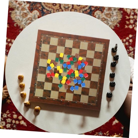 50 Stuks Houten Vierkante Schaakstukken Kinderspel Kleurrijk Houten Bordspel Pionnen Educatief Gezelschapsspel Rood Geel Karamel Groen Blauw — afbeelding 5