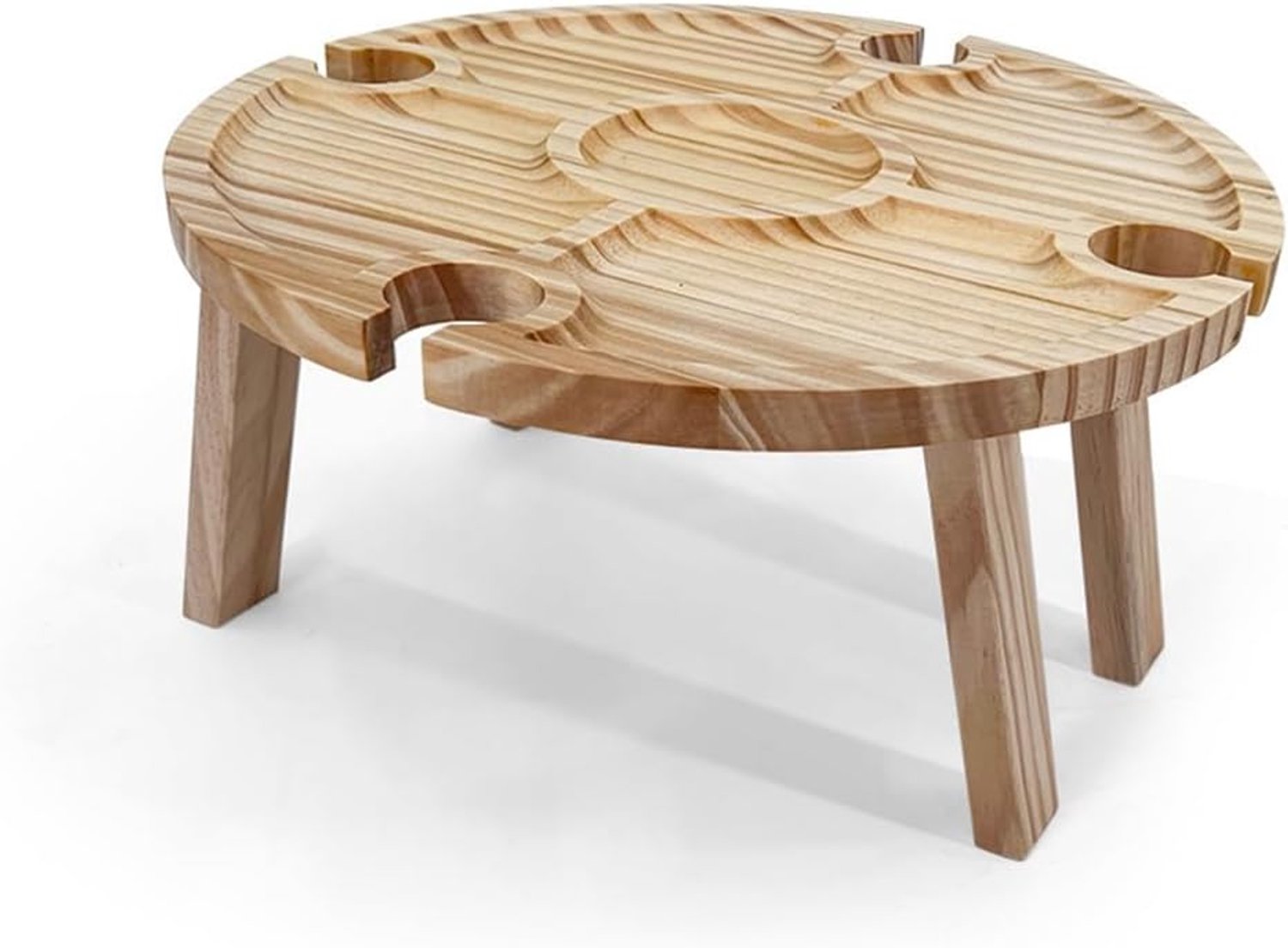 Houten Outdoor Opvouwbare Picknicktafel, Draagbare 2-in-1 Wijnglashouder, Opvouwbaar Bureau, Wijnglashouder, Picknickdienblad