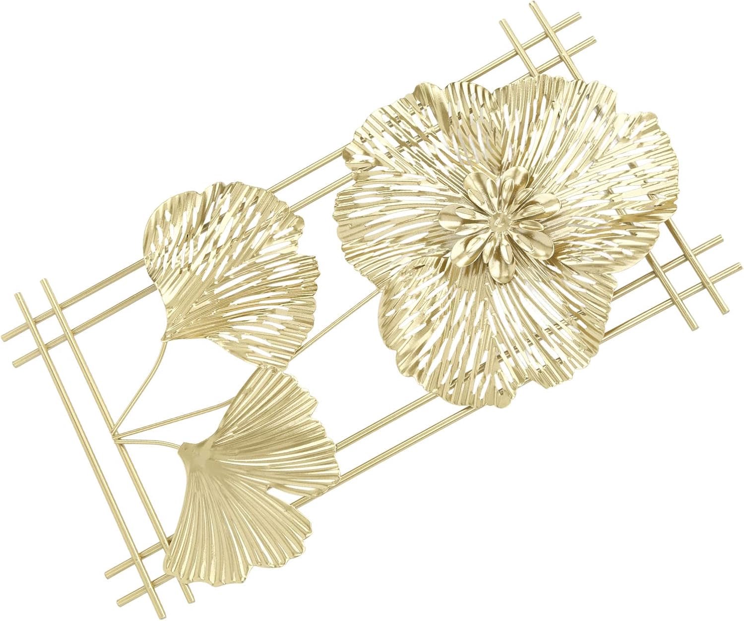 Ginkgo Bladwand Hangende Decor Metaal Ijzer 3d Gouden Ginkgo Bladwand Sculptuur voor Huis Woonkamer Kantoor