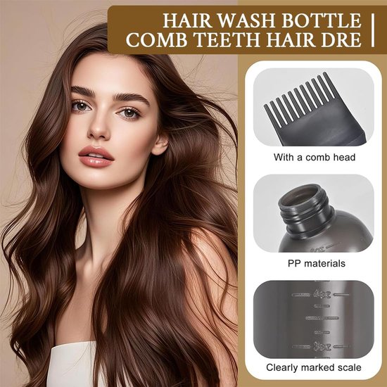 3 stuks haarolie-applicators, hoofdhuid-massageapparaat + verfapplicator, fles met kam voor wortels, massageborstel voor de hoofdhuid voor thuis, haarsalon — afbeelding 2