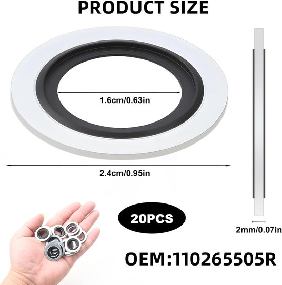 20 stuks pakking dop olieafvoer voor Peugeot Citroen Renault olie afvoerschroef OEM 110265505R, 6079970345, 8200641648, 3121867, 7700266044 — afbeelding 5
