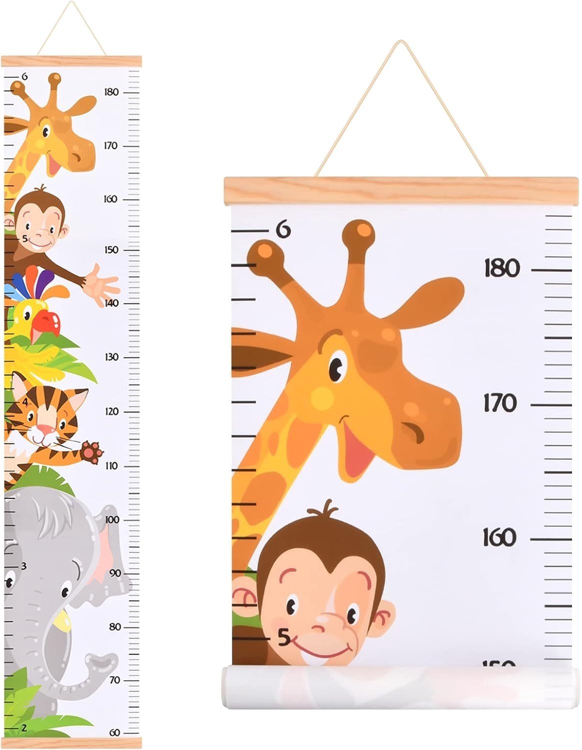 Muurbevestigde Meetlat voor Kinderen met Cartoon Dieren, Groeidiagram voor Jongens en Meisjes, Ideaal voor het Bijhouden van Lengte en Groei