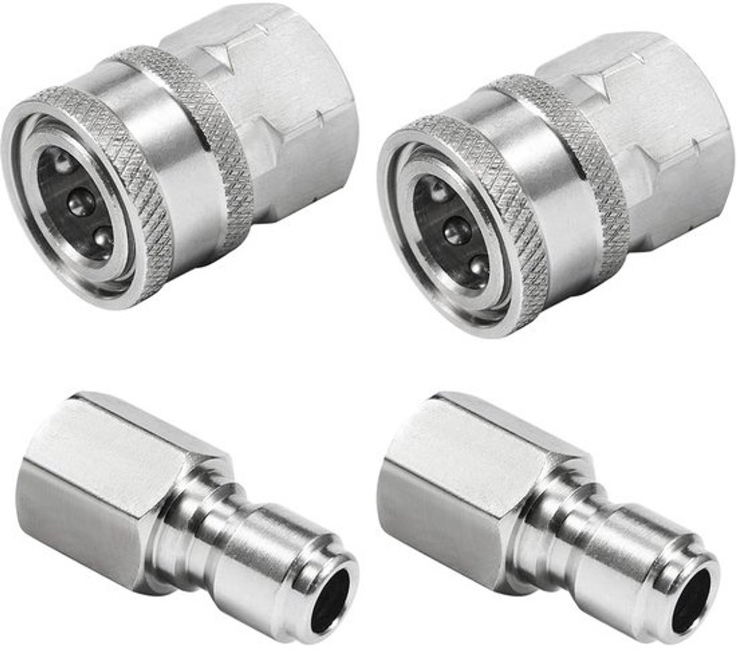 Hogedrukreiniger-adapterset - Quick Connect - Roestvrij staal, 3/8 inch binnendraad, 4-delig