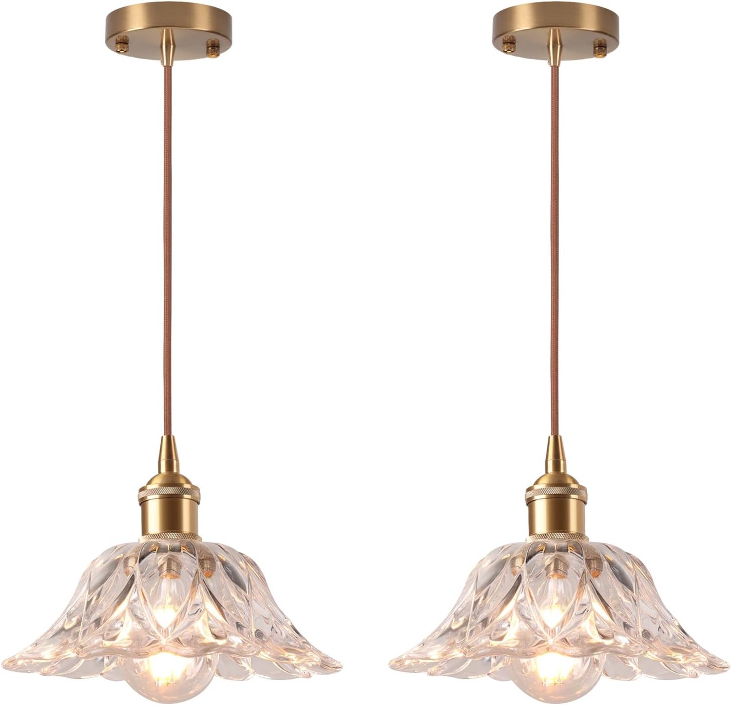 Pendant Light Vintage Industrial Chandelier E27 Creative Flower Chandelier Glass Lampshade Ceiling Lamp Decoration for - ShopVlot