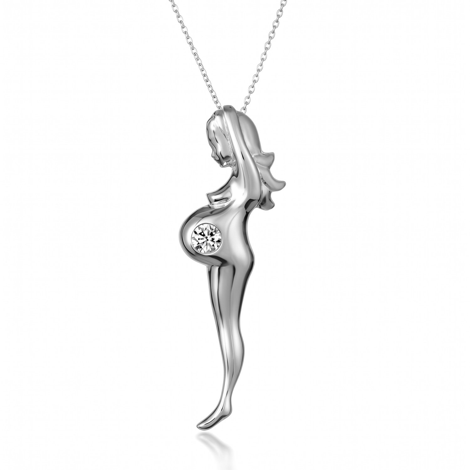 Witgouden Ketting Geboorte Hanger Diamant 18 karaats