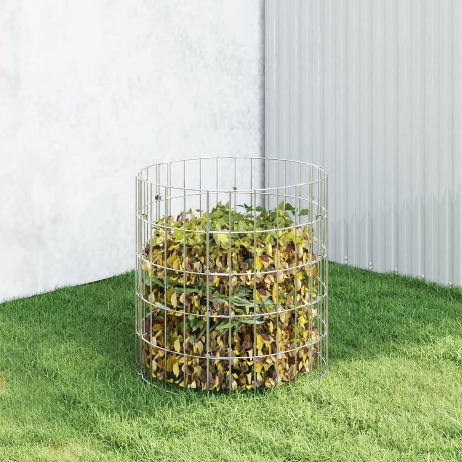 Tuincompostbak, diameter 50 x 50 cm, van verzinkt staal, robuuste compostbak voor tuinafval, bladeren en gazonsnijden, compostsilo voor snelle humus