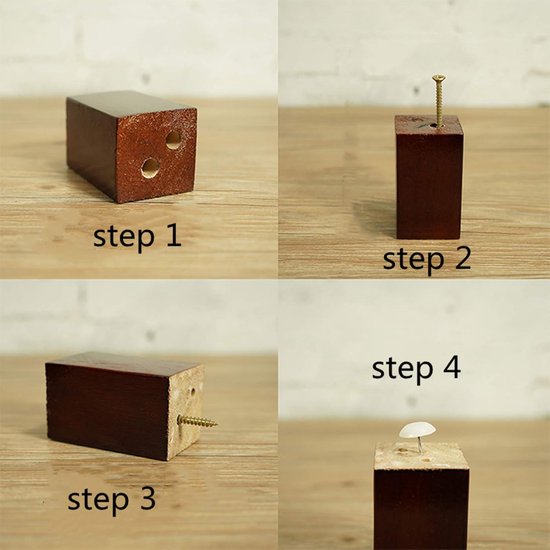 4 stuks houten meubelpoten, kastvoeten, salontafelpoten, bankvoeten, vervangende poten, vierkante taps toelopende solide vervangende meubelfauteuil kastvoeten voor bank dressoir — afbeelding 2