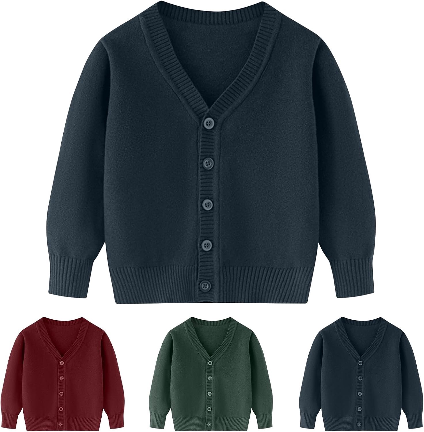 Kunyeah Peuter Jongen Meisjes Vest Meisje Soild Katoenen Truien Jongens V-hals Lange Mouw Bovenkleding Kinderen Gebreide Tops voor 3-7 Jaar