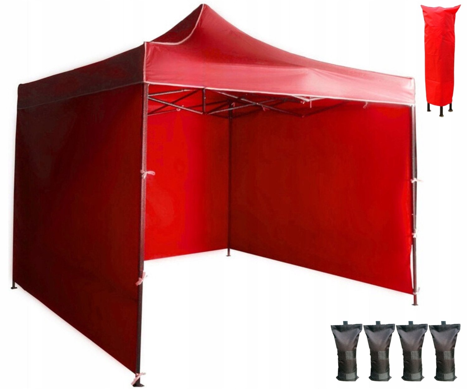Rode zijwand voor 3x3 partytent - Sterk Oxford 420D PVC