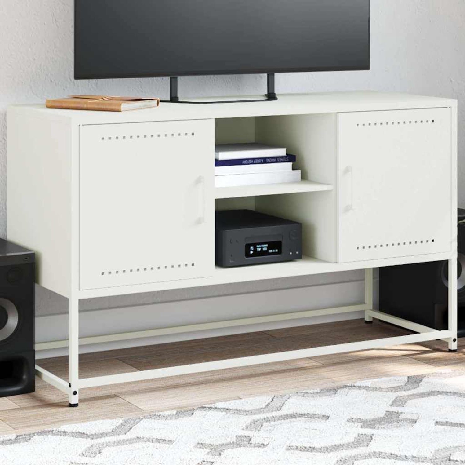 TV-kast wit tv-meubel tv-tafel voor kantoor woonkamer 100,5x39x60,5 cm staal