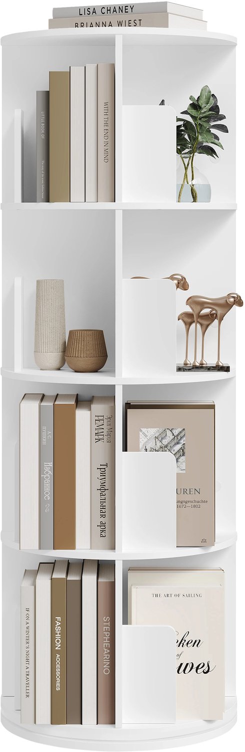 Gudalio Boekenkast - Boekenplank - 360° Draaibaar - 4 laags - Organizer - Display - 16 Compartimenten - 44 x 127.4 cm - Wit