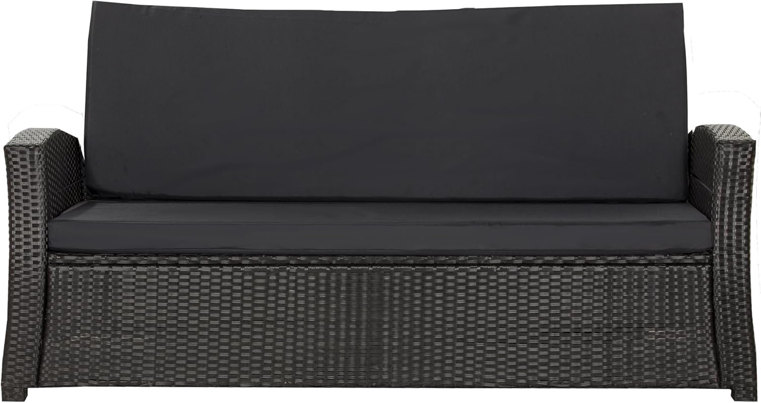Bankkussen, zitkussen voor tuinbank polyrotan, comfortabel zitkussen voor tuinbanken, ideale tuinbank, kussen voor schommelbank, zwart, 150 x 50 x 50 cm