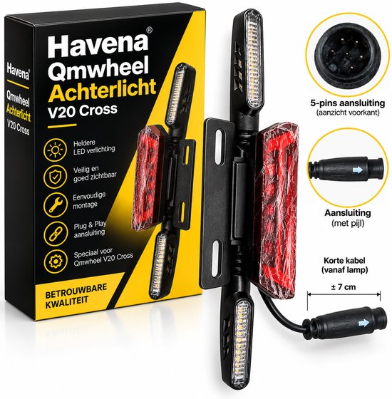 Havena Achterlicht voor QMWheel V20 Cross – LED Achterlicht met Richtingaanwijzers – Plug & Play — afbeelding 2