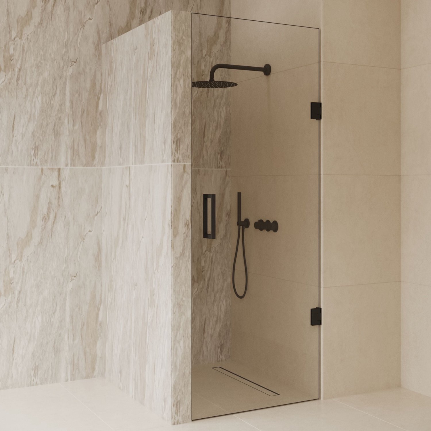 Sanitado Dalis Nisdeur Helder Glas Mat Zwart Profielen 70x200 cm