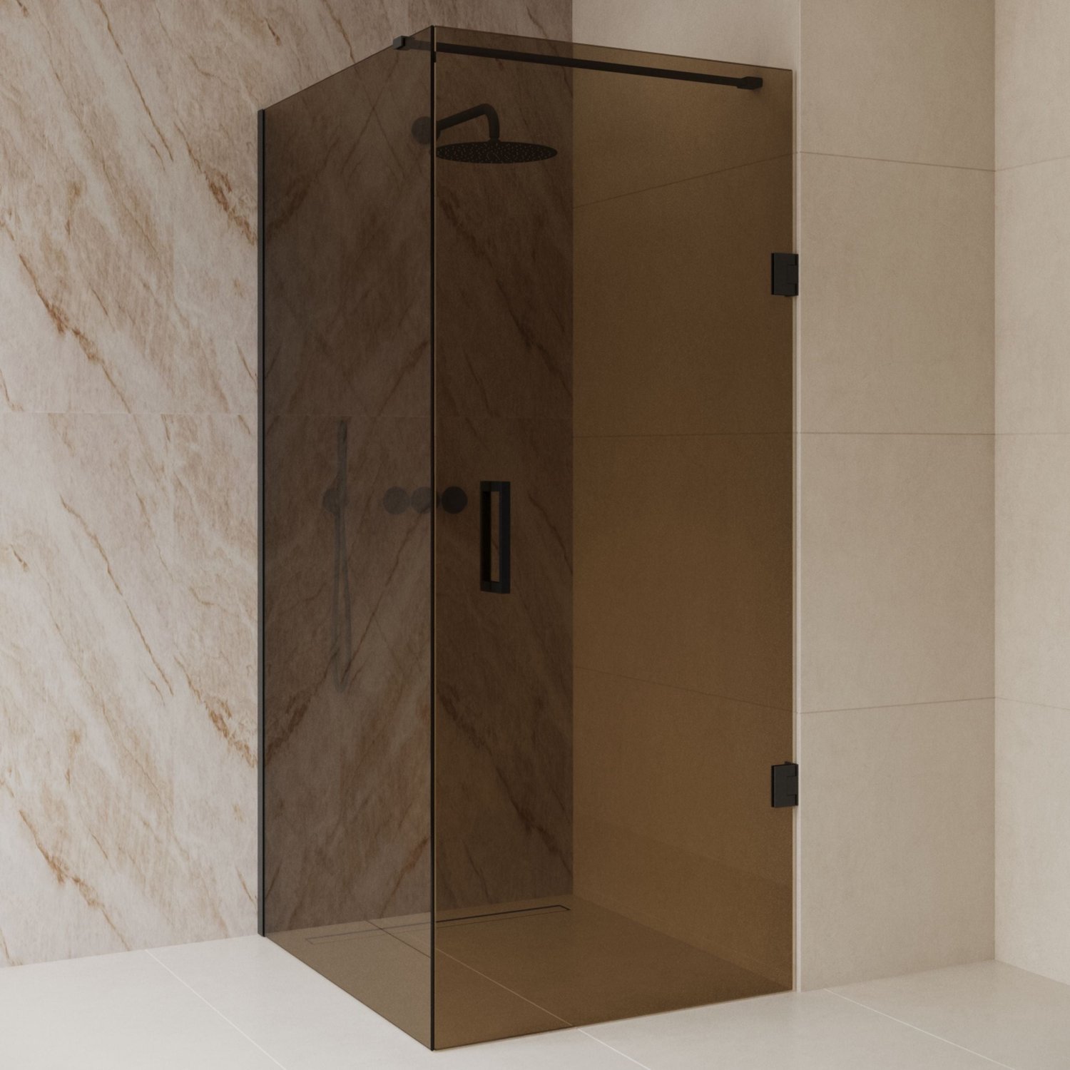 Sanitado Dalis Douchecabine Sepia Glas Mat Zwart Profielen 90x80 cm