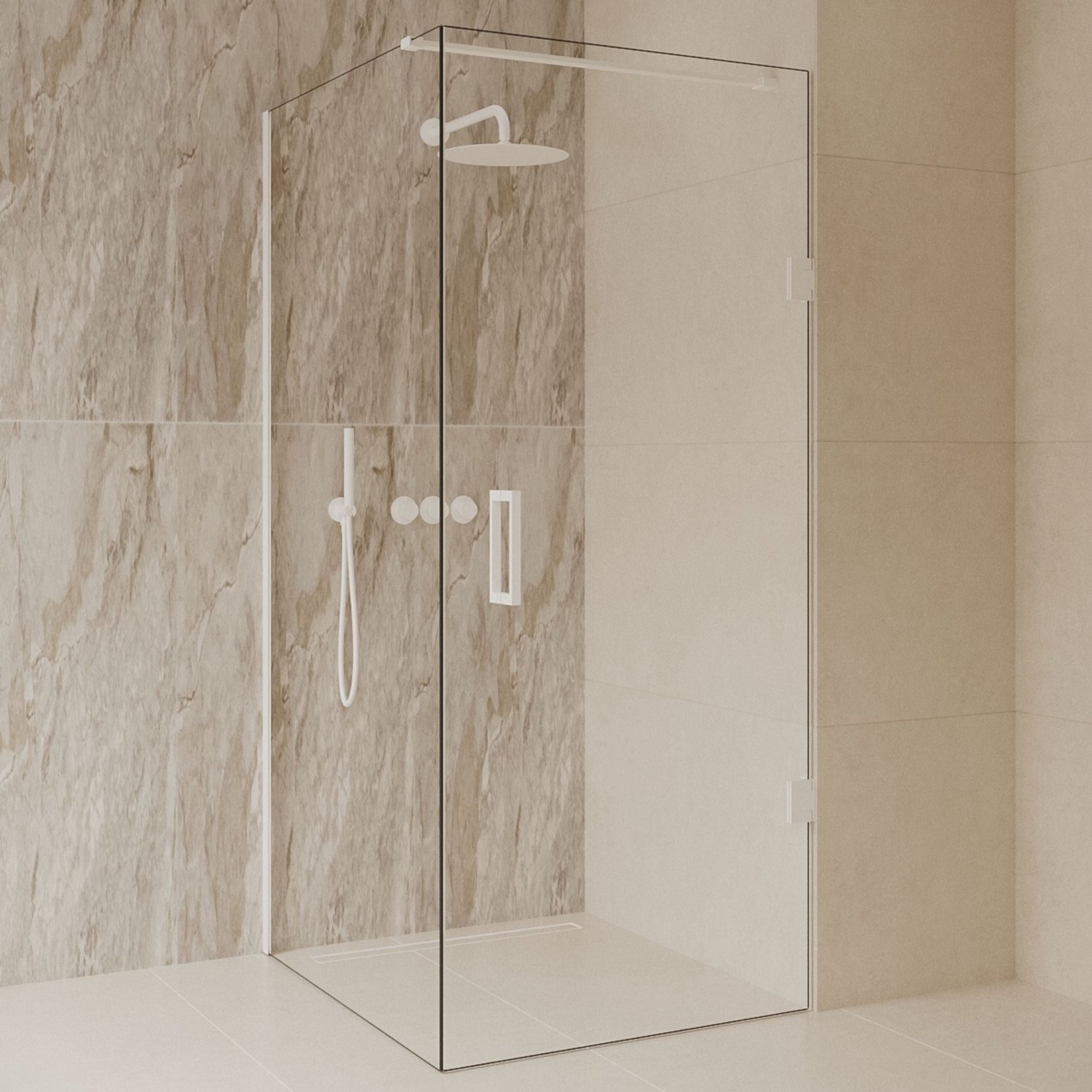 Sanitado Dalis Douchecabine Helder Glas Mat Wit Profielen 120x90 cm