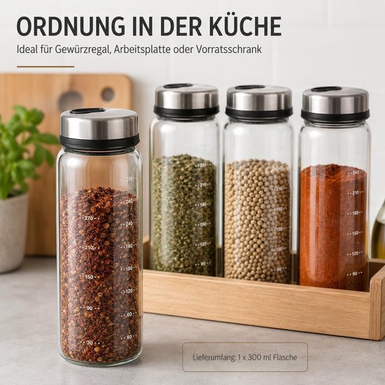 Kruidenmix Pepermolen met Draaiende Deksel en Glazen Tray - Keuken Gadget 300ml voor Perfecte Kruidensmaak — afbeelding 4