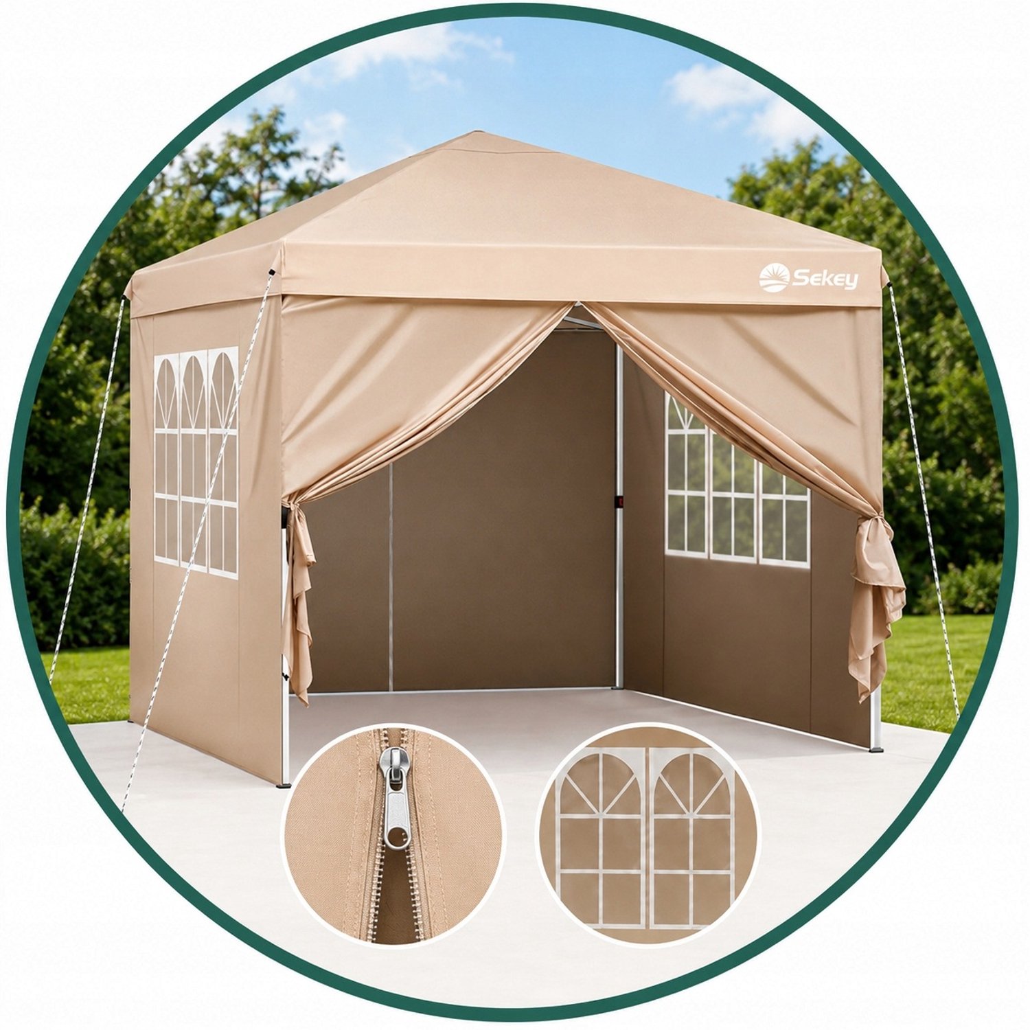 Zijwanden voor Partytent 3x3m - 4 Stuks - Beige Cappuccino