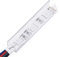 Canal de protection en plastique transparent pour ruban LED avec câblage à quatre couleurs.