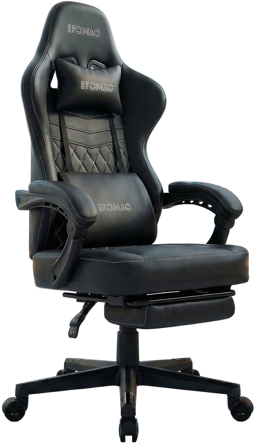 ZynoCore Gaming Stoel – Ergonomische Gaming Chair – Pocketveren (Taschenfederkern) – Meebewegende Armleuningen – 135° Verstelbaar – Inclusief Voetsteun, Nekkussen & Lendenkussen – PU Lederen Gamestoel – 150 kg – Zwart – Bureaustoel – Racekuipstoel