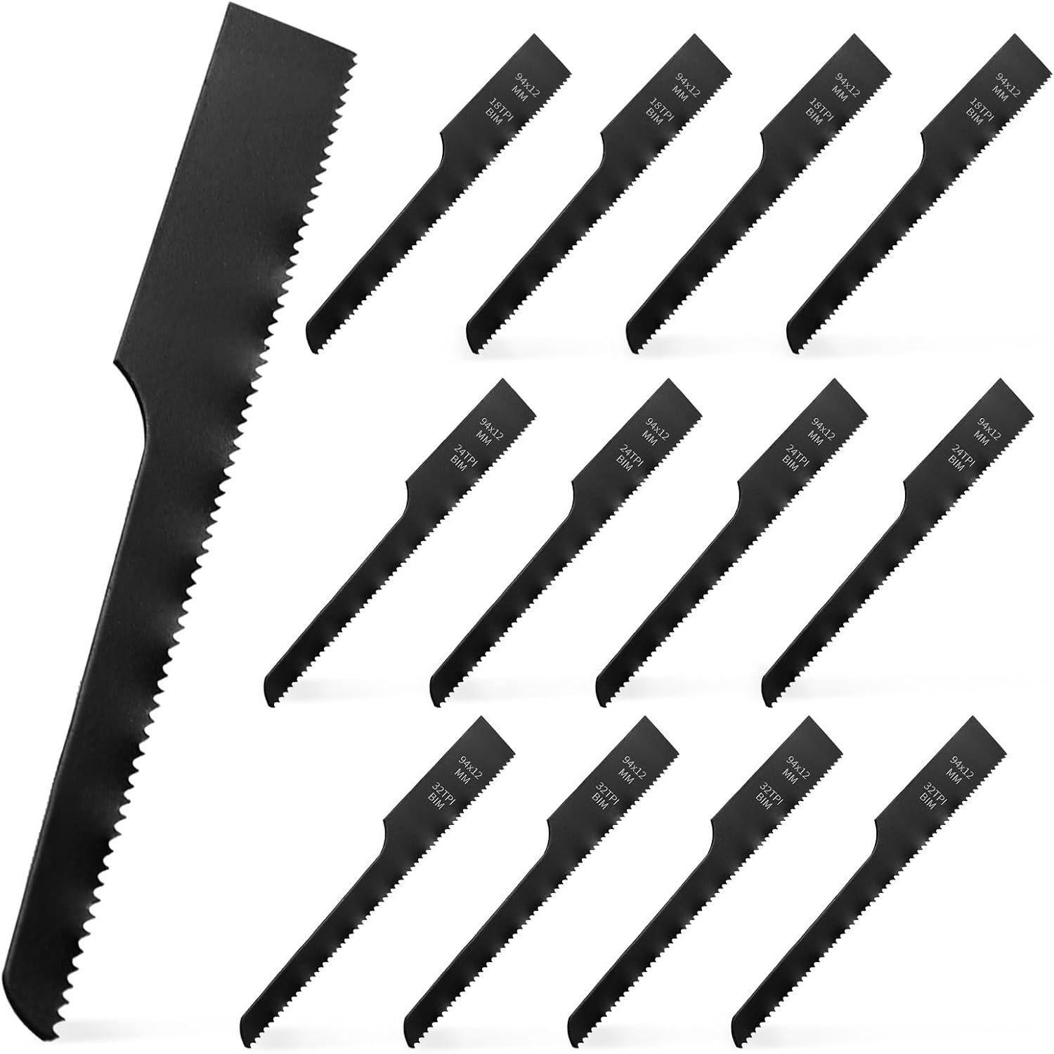 Set van 12 Vervangende Luchtzaagbladen, 4 x 18T, 4 x 24T, 4 x 32T, Ideaal voor Pneumatische Zaag, Snijden van Staal en Aluminium, Professioneel Gereedschap