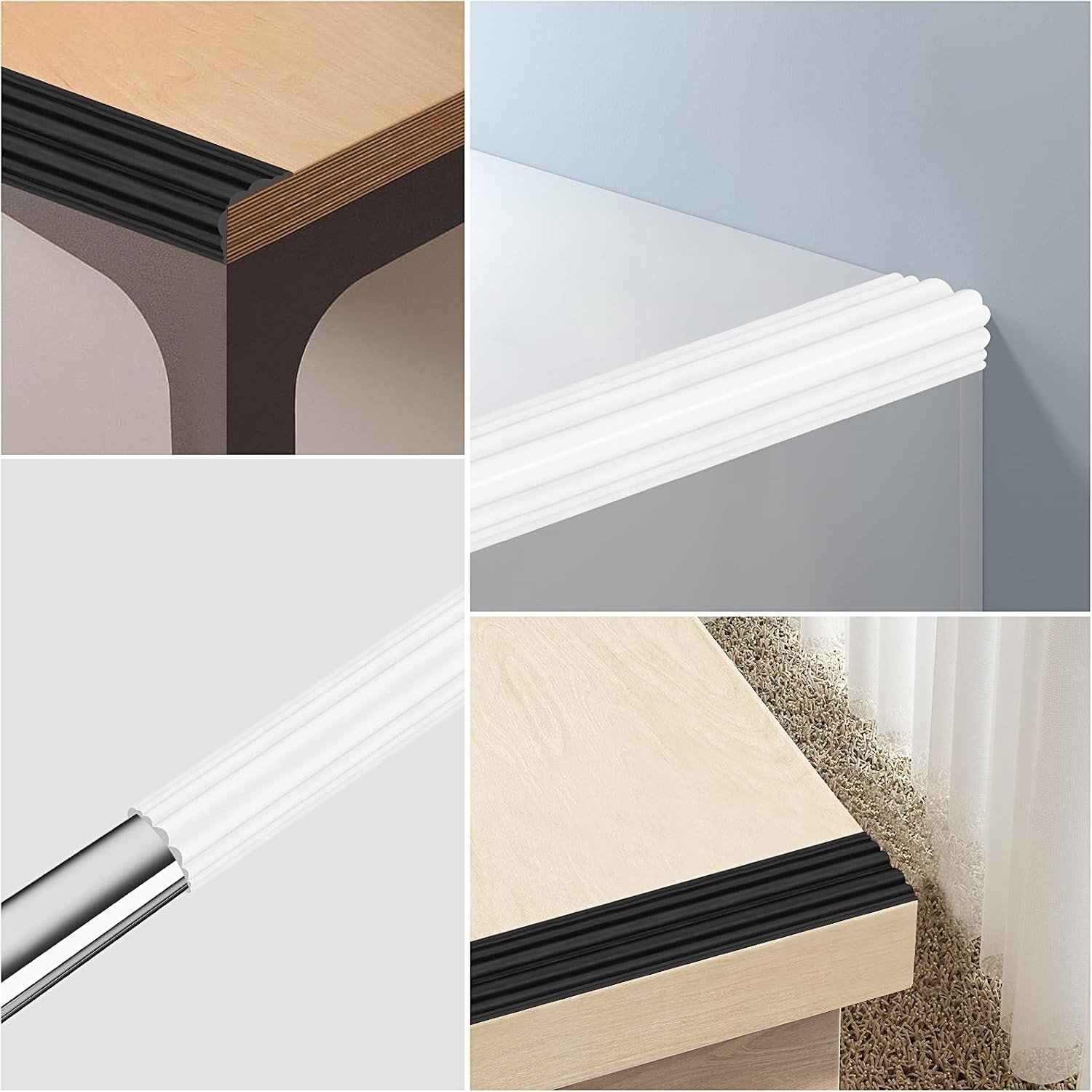 Adhesieve Schuim Hoekbeschermers 200cm x 2cm voor Babyveiligheid, Randen Beschermen tegen Snijwonden, Ideaal voor Tafel en Meubels (Zwart) – foto 3