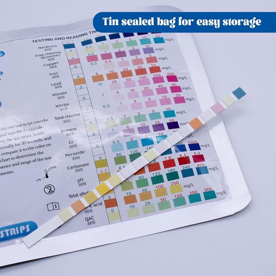 Complete Waterkwaliteit Teststrips - 16 in 1 Set voor Hardheid, Lood, Ijzer en Koper - 50 Stuks voor Eenvoudige Controle van Drinkwaterkwaliteit — afbeelding 2