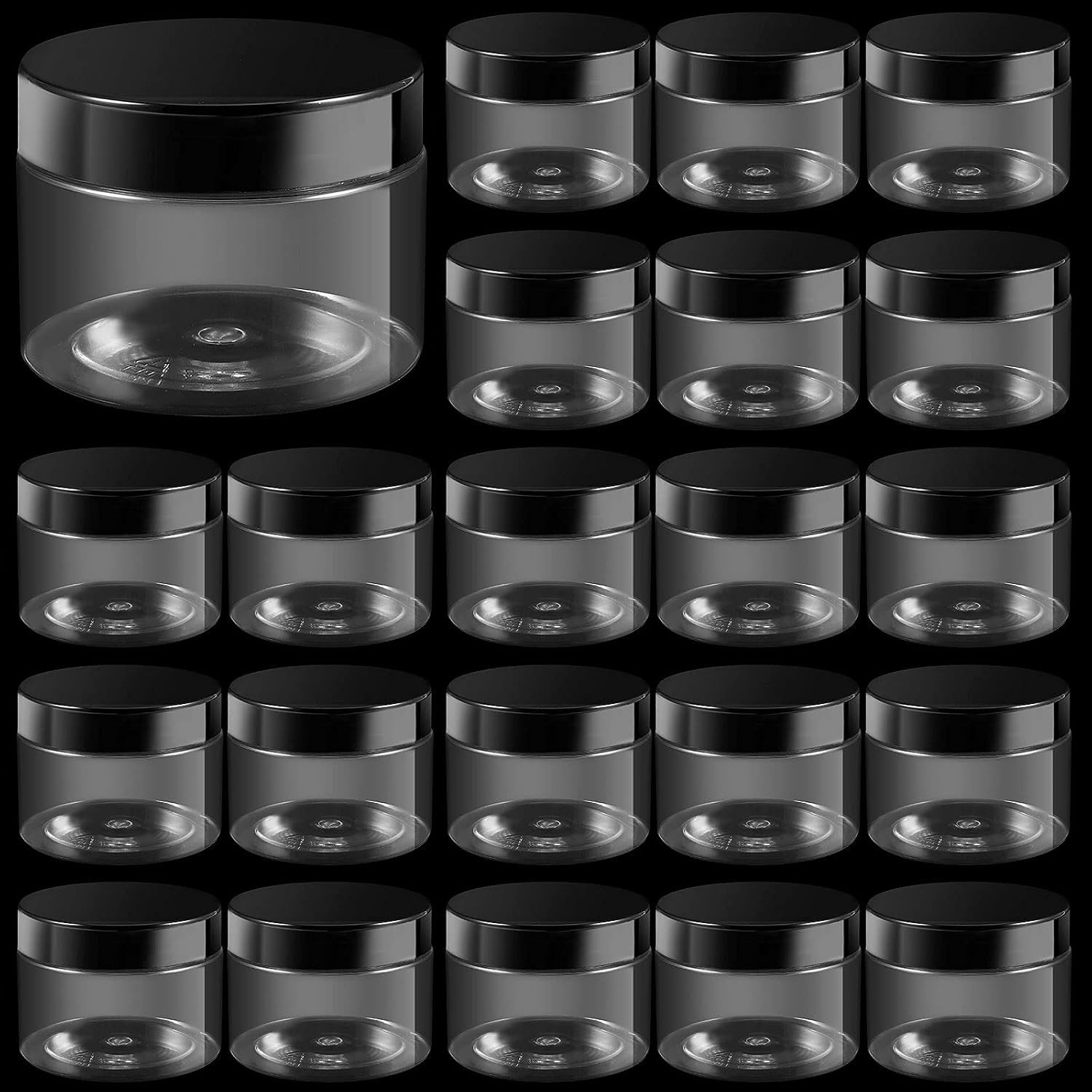 120ml Lege Plastic Jars met Zwarte Deksels - 46 Stuks Herbruikbare Doorzichtige Container voor Kruidens, Slijm Maken en DIY Projecten