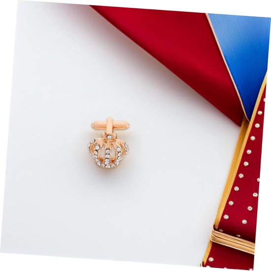 2 Stuks kroon manchetknopen zware handgrepen zee haak haak luifel haken Gouden manchetknopen Rhinestone bruiloft pak legering Golden — afbeelding 3