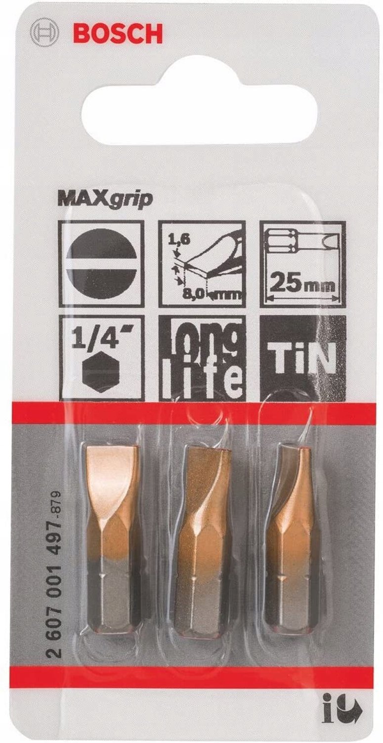 Bosch - Bit Max Grip S 1,6x8,0, 25 mm - 3 stuks