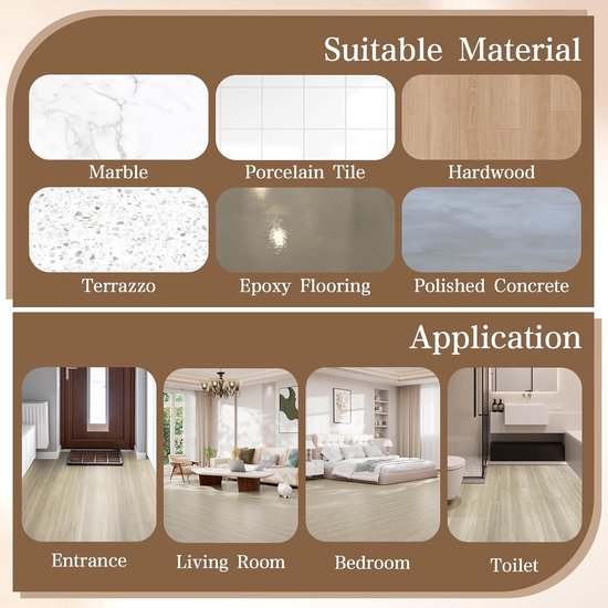 Peel and Stick vinyl vloerbedekking, 58,4 x 998,2 cm/64 m², zelfklevende waterdichte vinyl vloertegels voor grijze houten vloeren — afbeelding 5