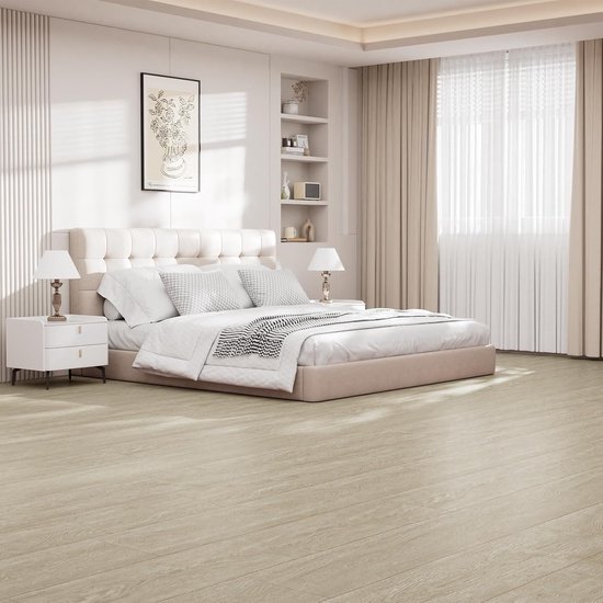 Peel and Stick vinyl vloerbedekking, 58,4 x 998,2 cm/64 m², zelfklevende waterdichte vinyl vloertegels voor grijze houten vloeren — afbeelding 2