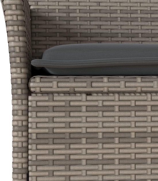 Poly rattan weerbestendig bistroset met afneembare kussens grijs — afbeelding 2