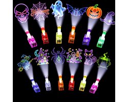 24 Stuks Vingerlampjes Halloween - Vingerlampjes Projector - 12 Themapatronen - Halloween-Uitdeelcadeautjes - Halloween Verlichting - Feestelijke Sfeer Creëren - Vingertopprojecties
