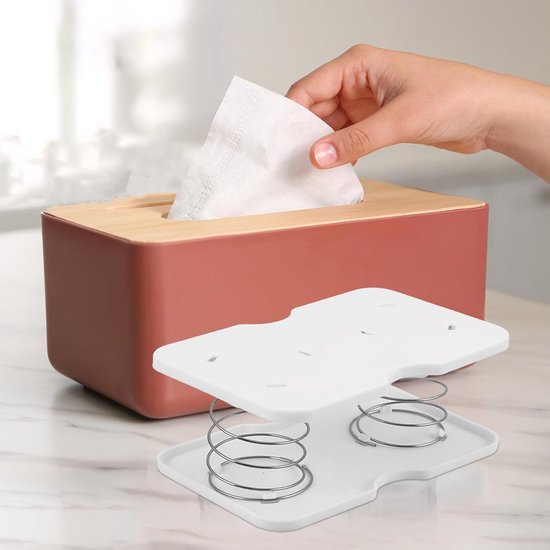 5 Stuks Witte Tissuebox Veerhouders met Dubbele Veer Automatische Lift Ondersteuning voor Papieren Handdoekdispensers Geschikt voor Thuis Kantoor Keuken Eettafel — afbeelding 5