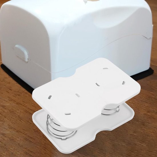 5 Stuks Witte Tissuebox Veerhouders met Dubbele Veer Automatische Lift Ondersteuning voor Papieren Handdoekdispensers Geschikt voor Thuis Kantoor Keuken Eettafel — afbeelding 3