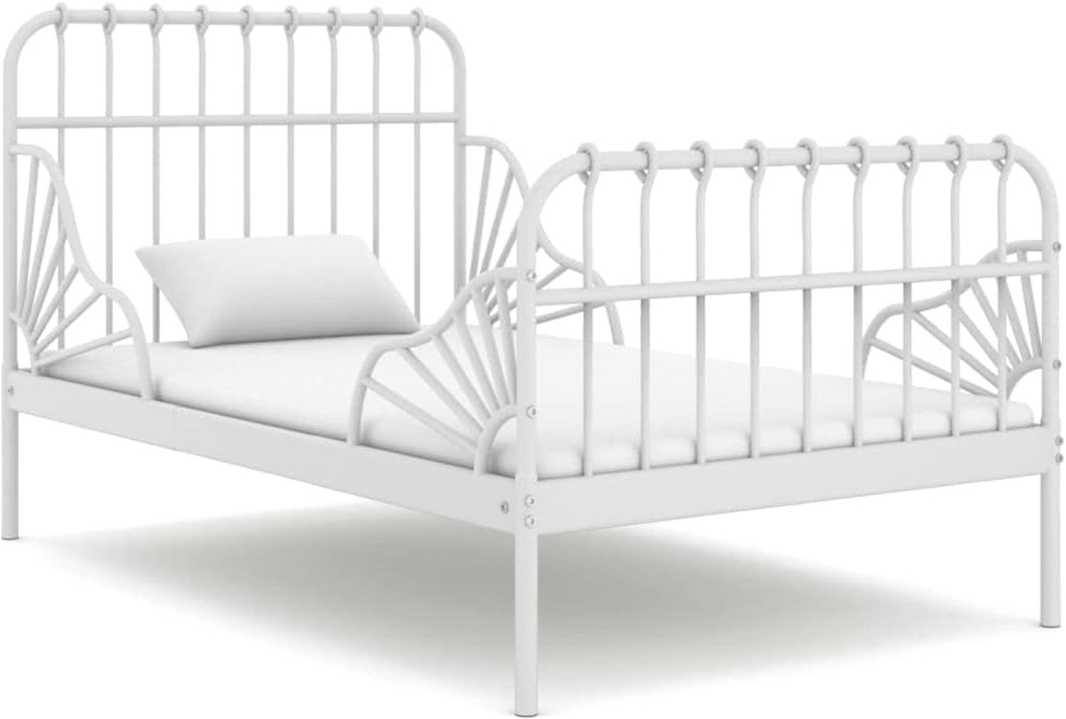 Gepoedercoat metaal Verlengbaar bedframe 80x130 200 cm Wit